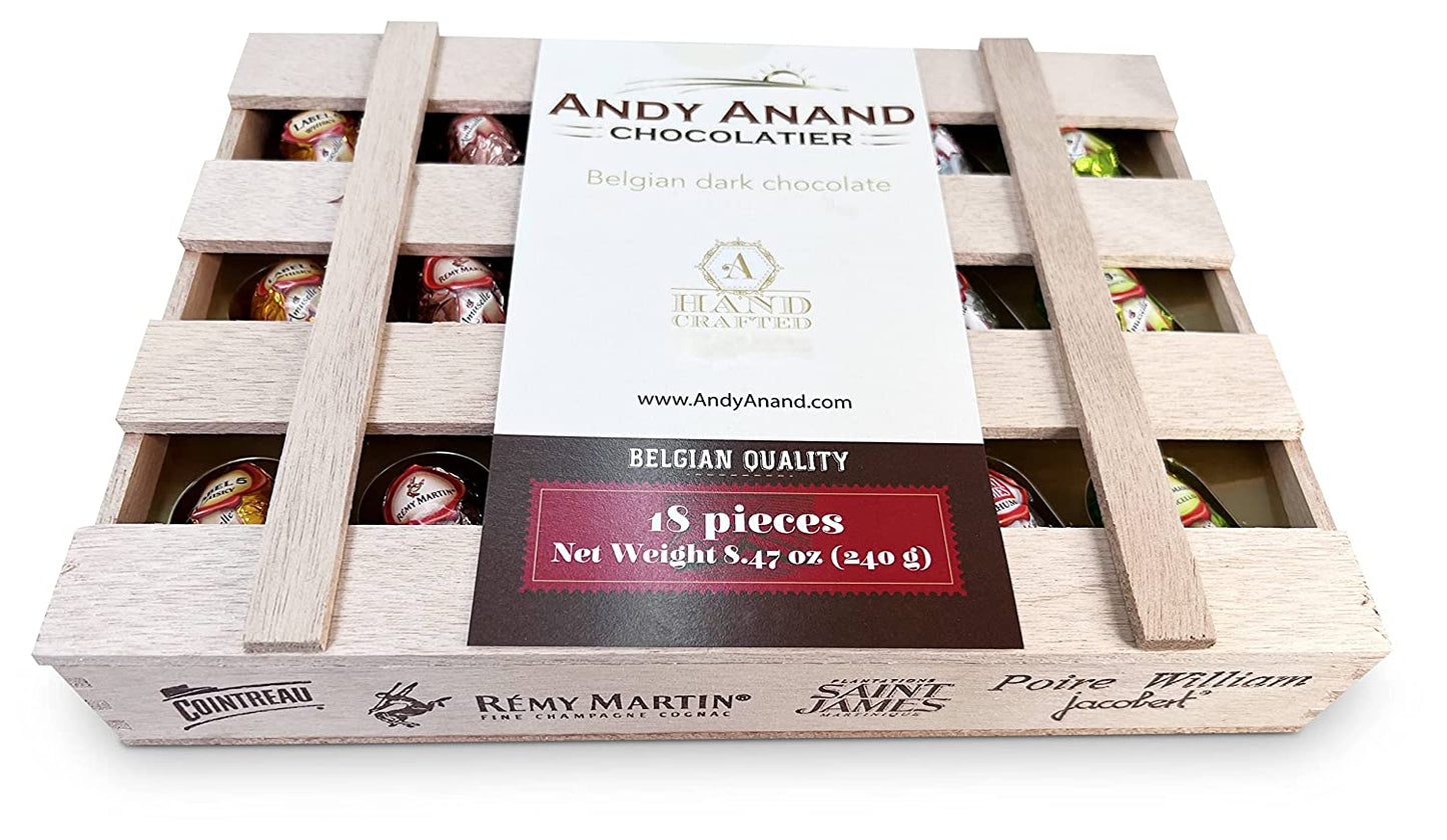 Andy Anand European Dark Chocolate Bottles Filled With 18 Top-Shelf Liqueur Flavored