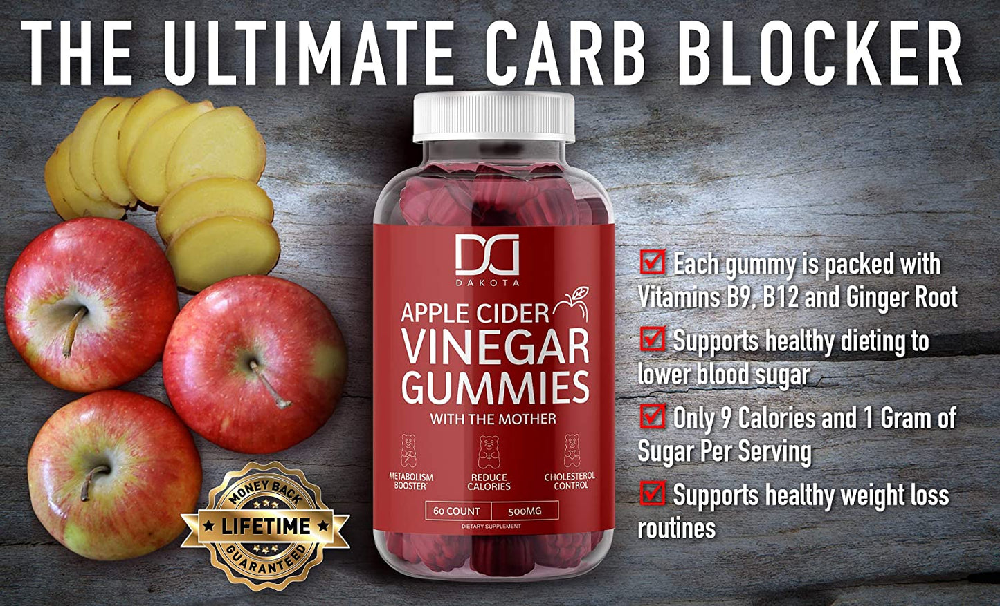 Apple Cider Vinegar Gummies for Weight Loss with The Mother - 2 Pack