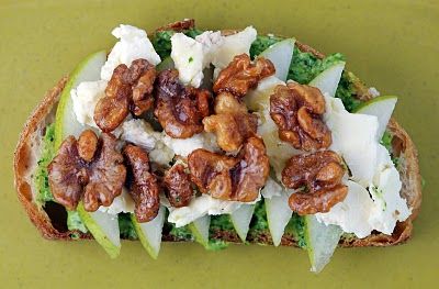 Anjou Pear, Caramelized Walnuts and Arugula Pesto Mayo Panini