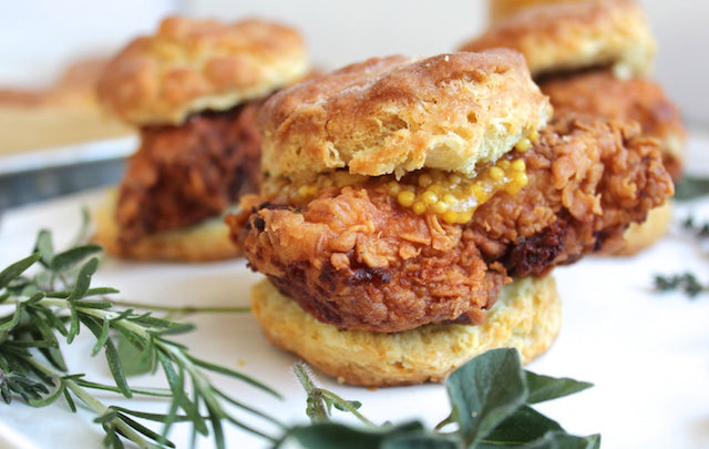 Fried Chicken Biscuits with Sweet Apricot Mustard