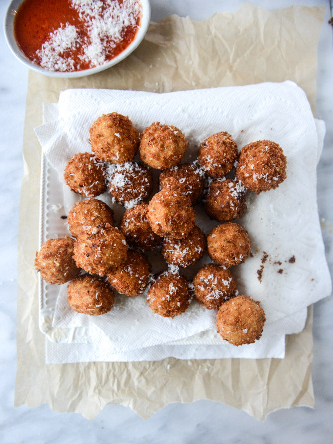 Fontina, Roasted Garlic and Goat Cheese Arancini