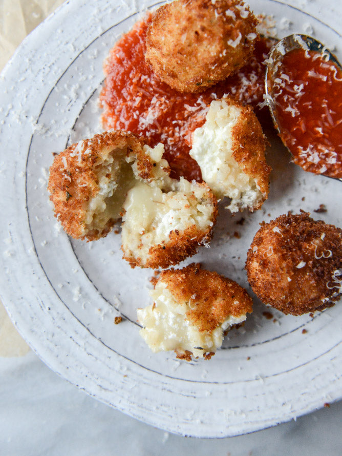 Fontina, Roasted Garlic and Goat Cheese Arancini