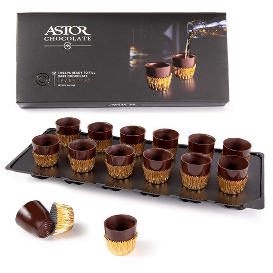 Belgium Chocolate Liqueur Cups - includes 12 Chocolate Ready to Fill Cups, Mini Dessert Shells
