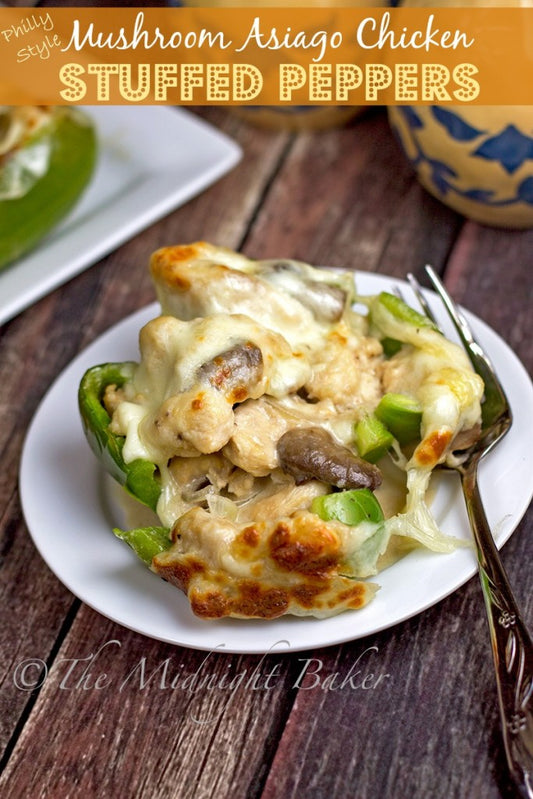 Philly Style Mushroom Asiago Chicken Stuffed Peppers