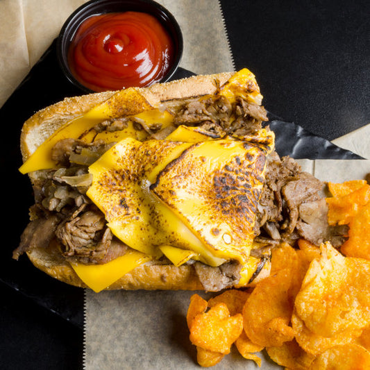 Philly Steaks 8 oz. Tender Sliced Chunked and Formed Sirloin Sandwich Slices - 20/Case