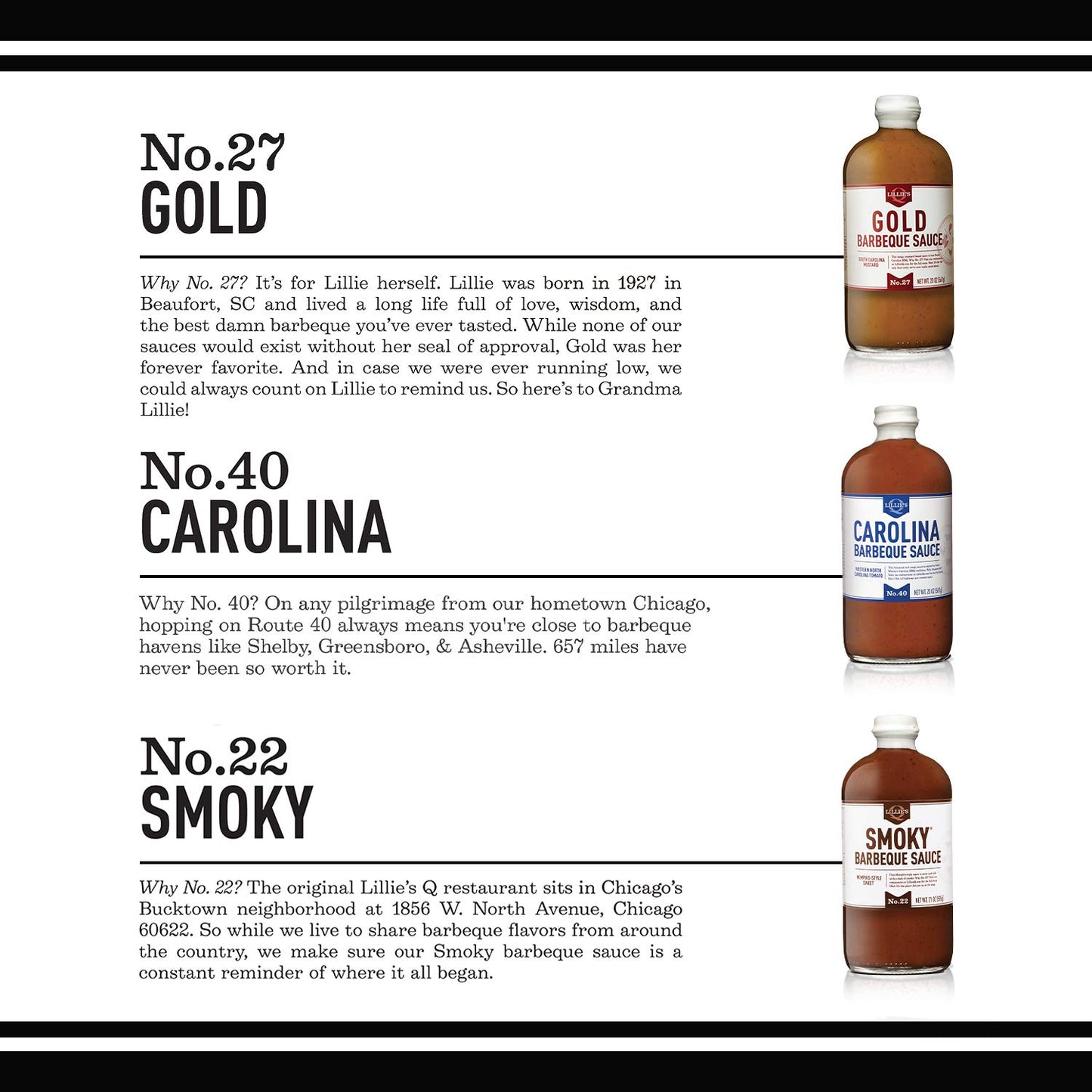 Lillie’s Q Barbeque Sauce Variety Pack - Carolina, Gold & Smoky BBQ Sauce - 3 Pack