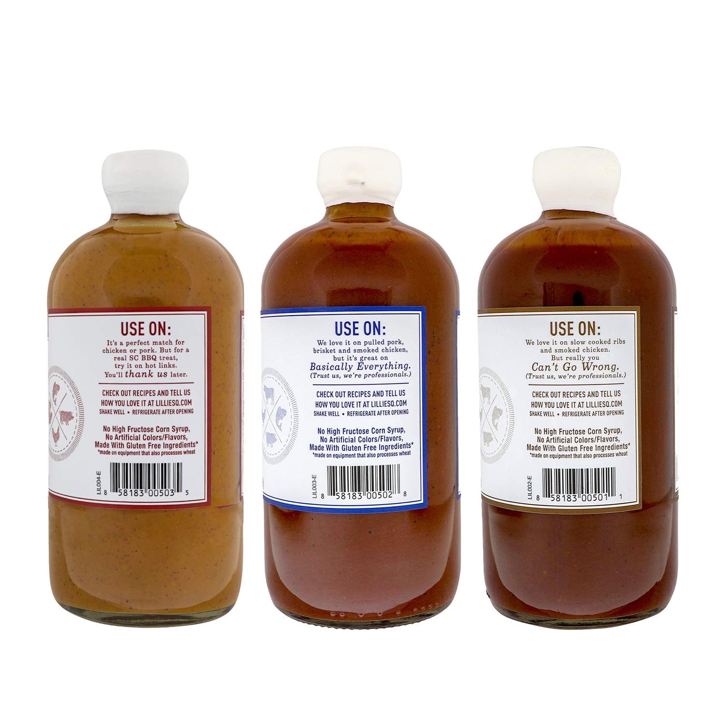 Lillie’s Q Barbeque Sauce Variety Pack - Carolina, Gold & Smoky BBQ Sauce - 3 Pack