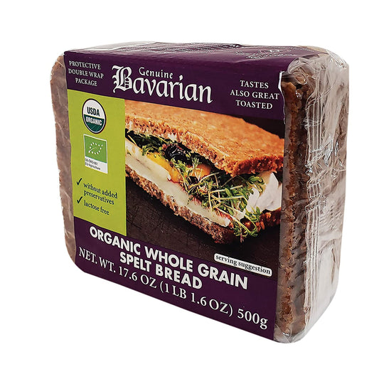 Genuine Bavarian Organic Whole Grain Spelt Bread, 17.6 oz - 6 packs