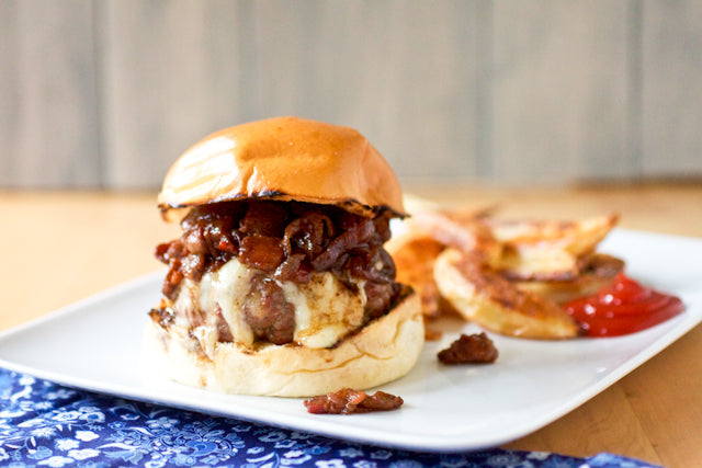 Hot Pepper Bacon Jam with Pimento Cheese Burgers