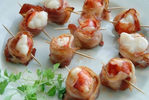 Bacon Wrapped Lobster Tail - 35 pieces per tray