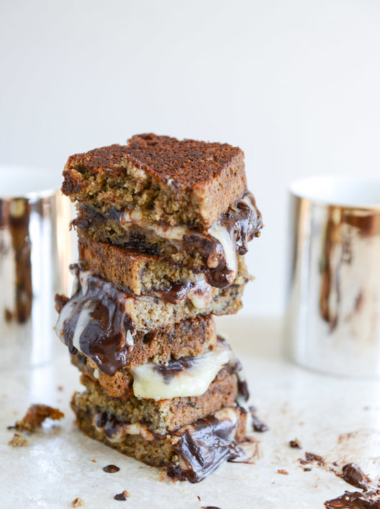 Banana Bread, Brie and Chocolate Grilled Cheese