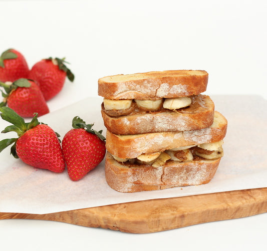 GRILLED ALMOND BUTTER HONEY BANANA SANDWICH