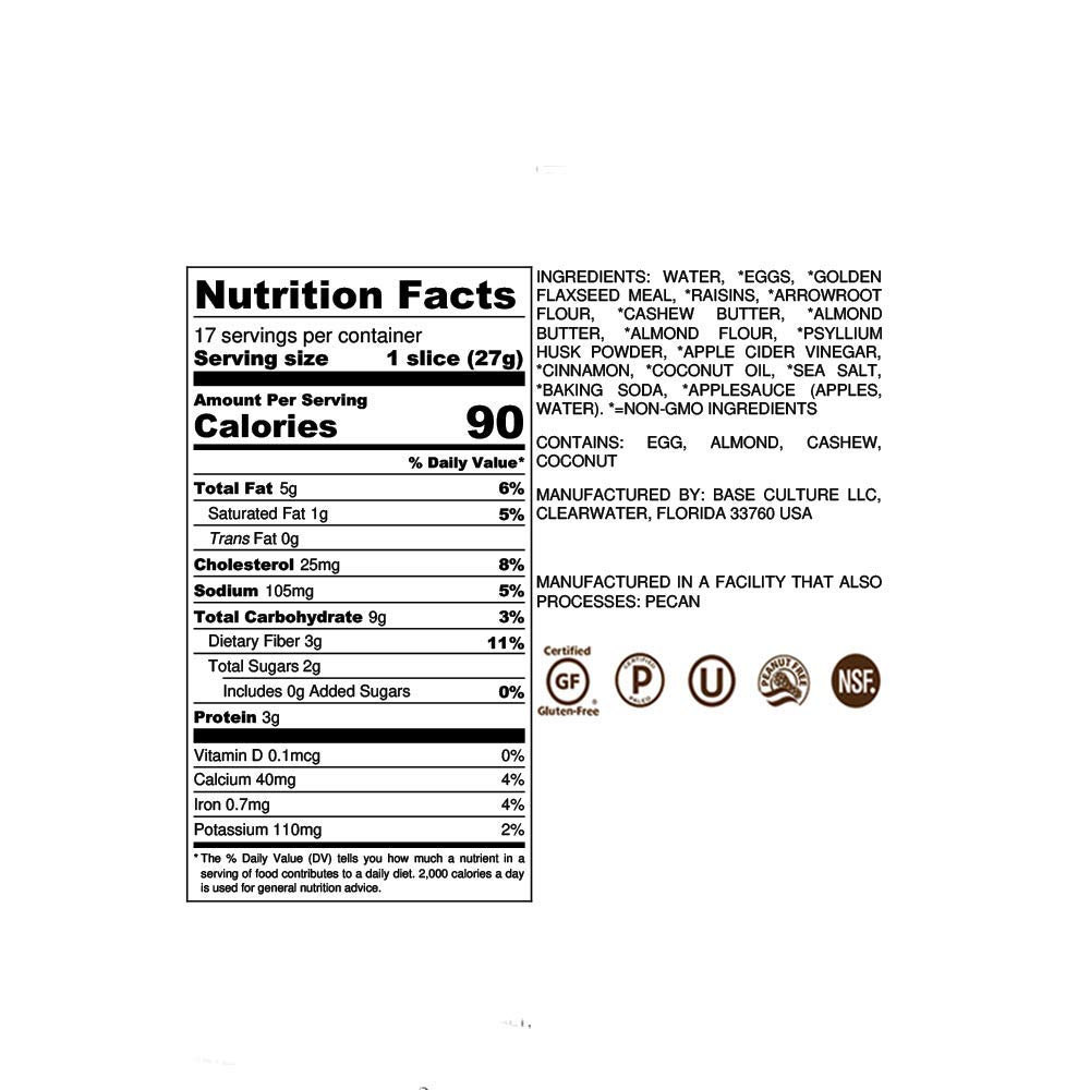 Gluten Free Cinnamon Raisin Paleo Keto Bread - 2 Pack - Base Culture