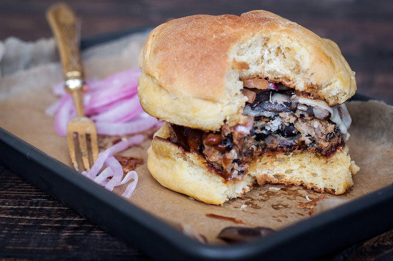 BBQ Black Bean and Eggplant Veggie Burgers