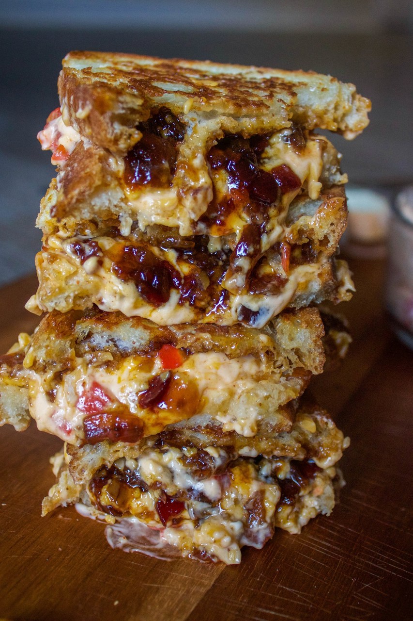 Pimento Cheese & Bacon Jam Grilled Cheese Sandwich