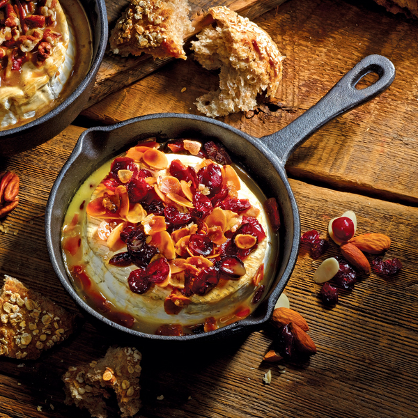 Gourmet Baked Brie or Camembert Cheese - w/ Cast Iron Skillet & Cranberry Almond Topping