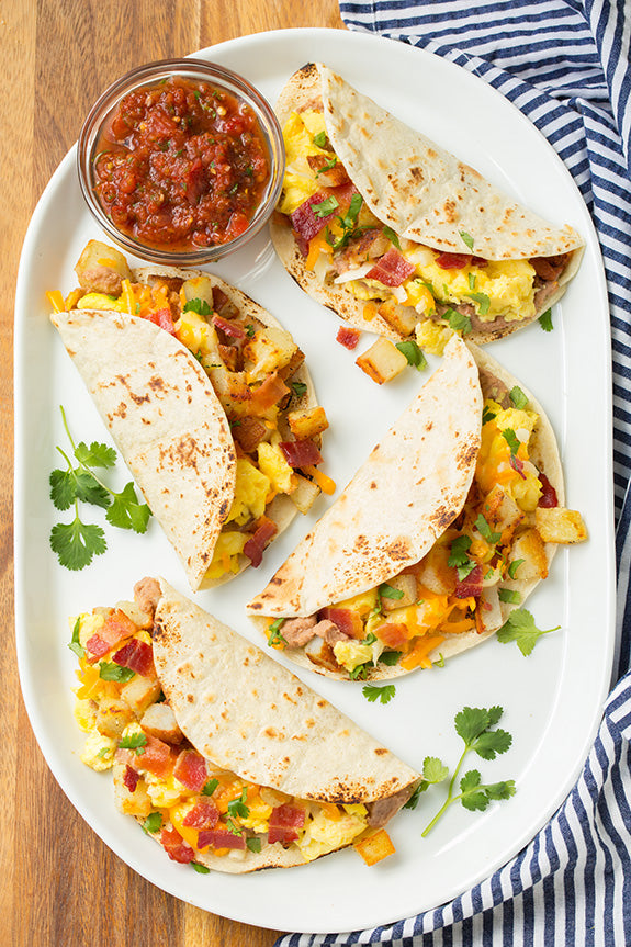 Breakfast Tacos with Fire Roasted Tomato Salsa