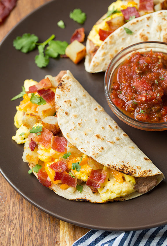 Breakfast Tacos with Fire Roasted Tomato Salsa