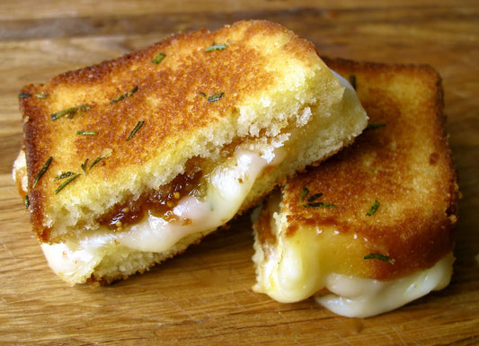 Rosemary Butter, Brie and Fig Preserves Grilled Cheese Sandwich