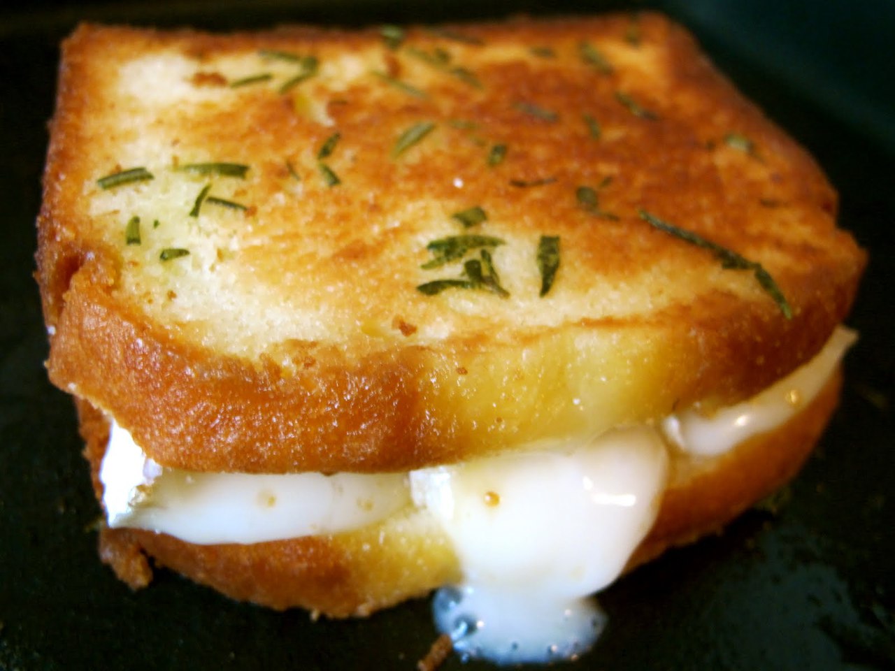 Rosemary Butter, Brie and Fig Preserves Grilled Cheese Sandwich