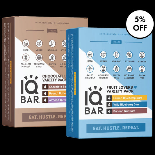 IQBAR Chocolate and Fruit Lovers Bundle - 24 Bars - Keto, GF, Non-GMO