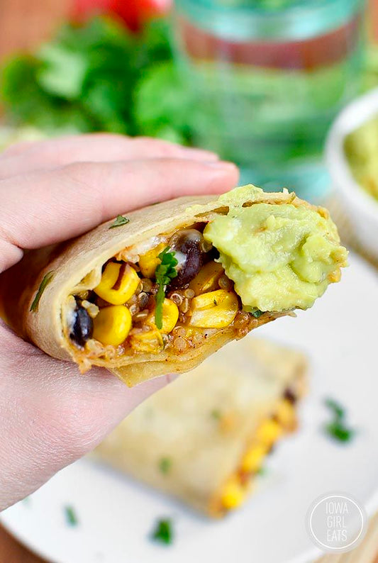 Black Bean, Sweet Corn, and Tomato Quinoa Burritos