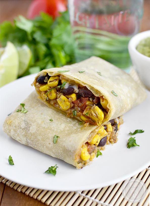 Black Bean, Sweet Corn, and Tomato Quinoa Burritos