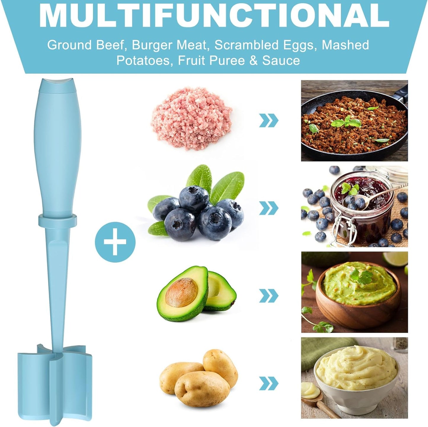 Meat Chopper Masher, 5 Curve Blades