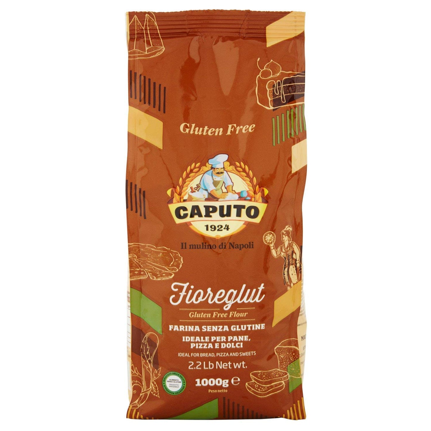 Antimo Caputo Gluten Free Pizza Flour - 2.2 lb  - All Natural Multi Purpose Flour & Starch Blend for Baking Pizza, Bread, & Pasta
