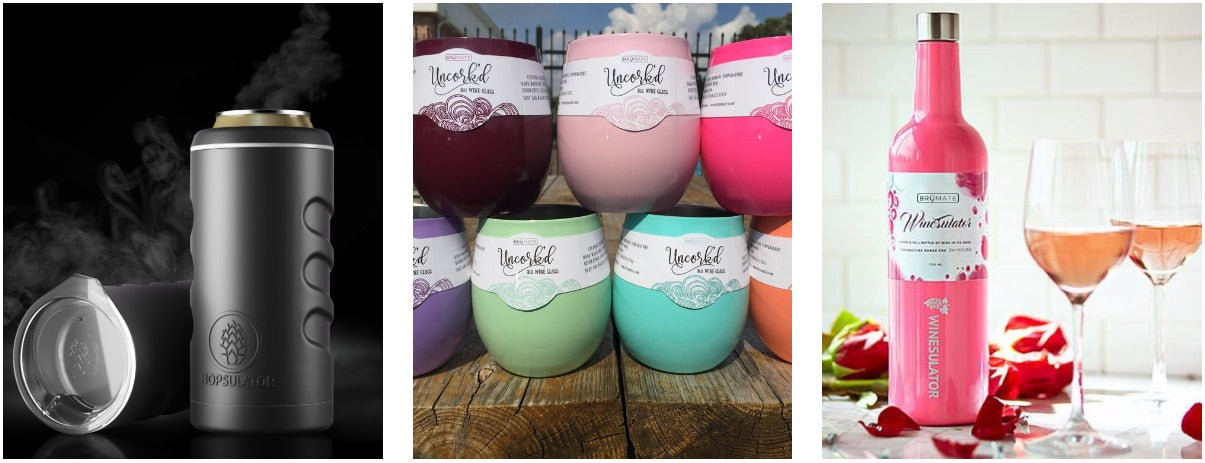 Winesulator + 2 Uncork'd XL Wine Glasses/Lid | GLITTER MINT | BrüMate