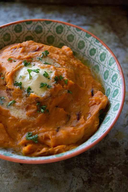 Caramelized Onion Whipped Sweet Potatoes (V)