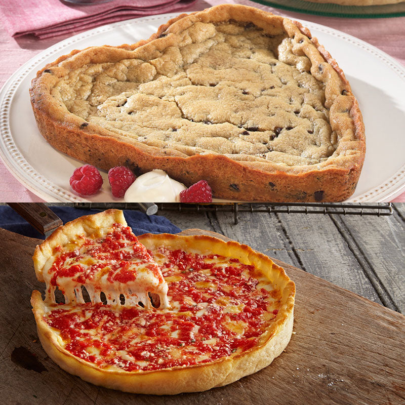 Lou's Heart Shaped Chocolate Chip Cookie & Heart Shaped Pizza