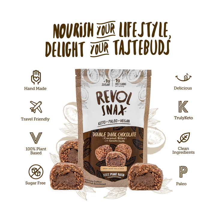 DOUBLE DARK CHOCOLATE BITES - 4 Pack Revol Snax