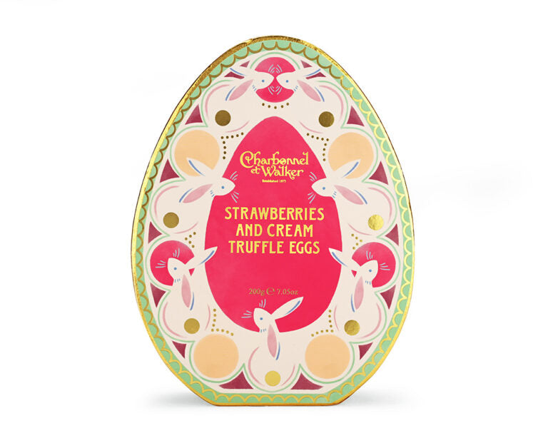 Charbonnel et Walker Fine Chocolate Oval Easter Strawberries and Cream Truffles Gift Box