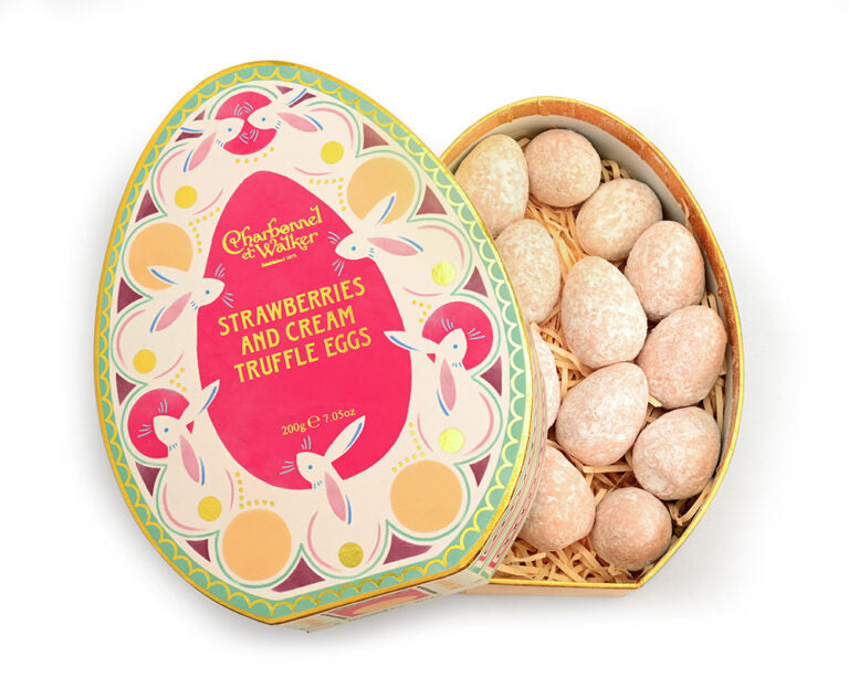 Charbonnel et Walker Fine Chocolate Oval Easter Strawberries and Cream Truffles Gift Box