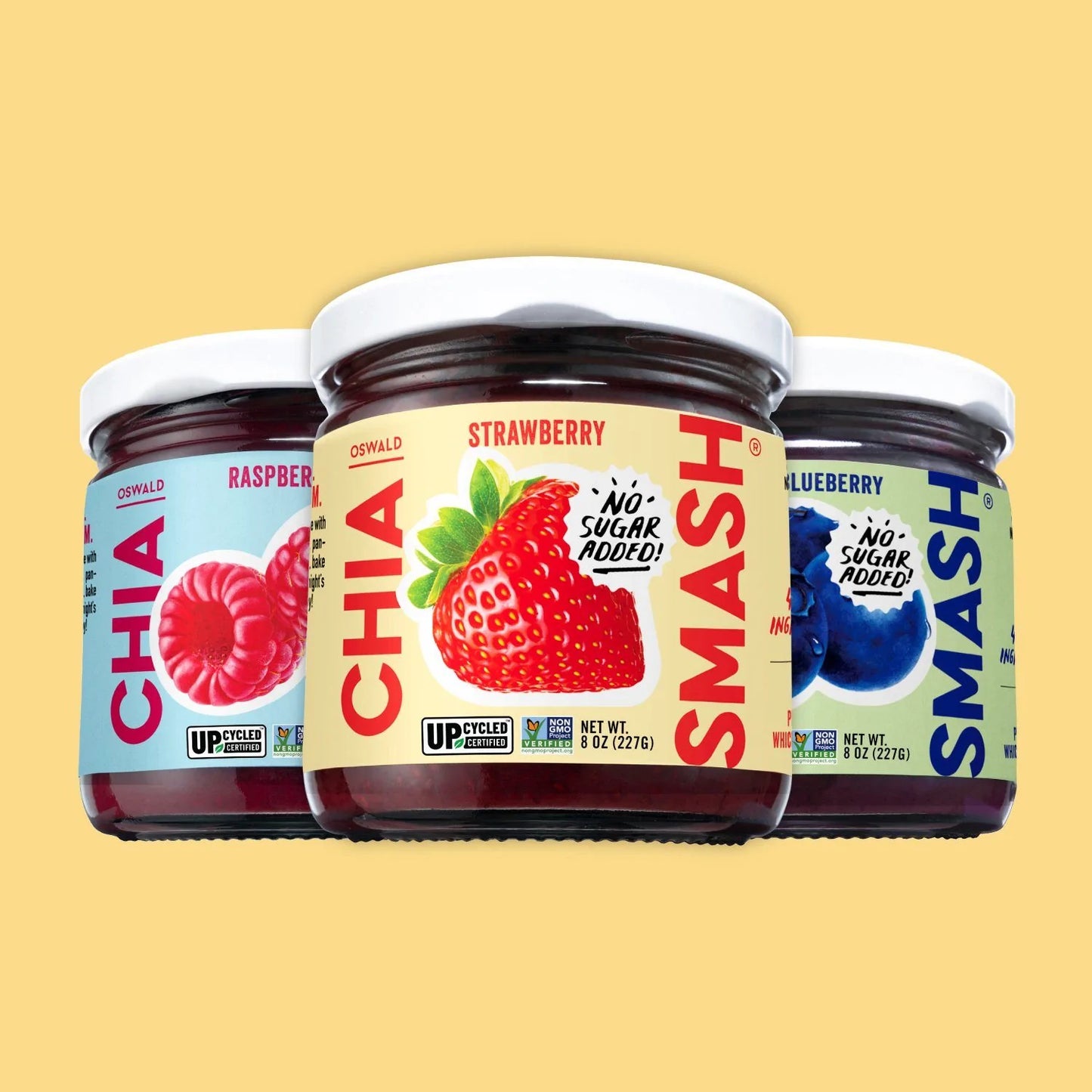 No Sugar Added, Naturally Sweet Jelly - Chia Smash Jam Variety 3 Pack - Keto, Vegan