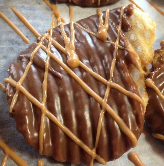 Chocolate Dipped, Salted Caramel Potato Chips, 1/2 lb