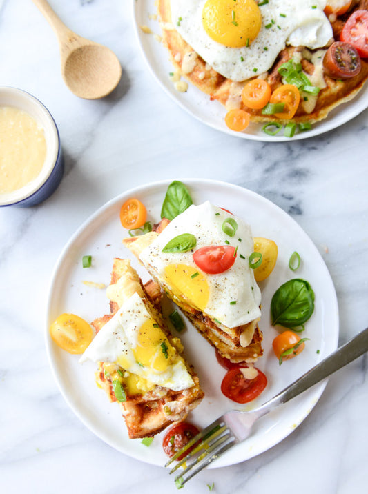 Cheddar Cornbread Waffles with Fried Eggs