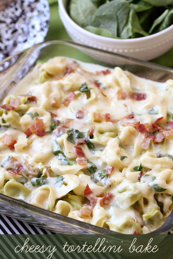 Cheesy Tortellini Spinach Bake