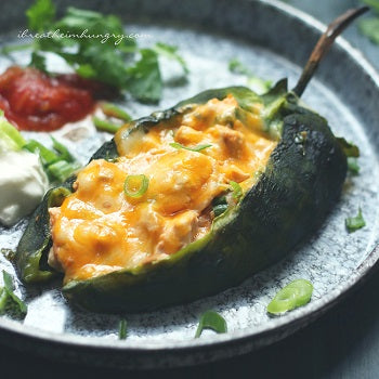 CHEESY CHICKEN STUFFED POBLANOS