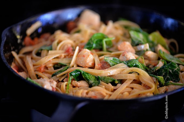Chicken Pasta with Roasted Red Pepper Cream Sauce