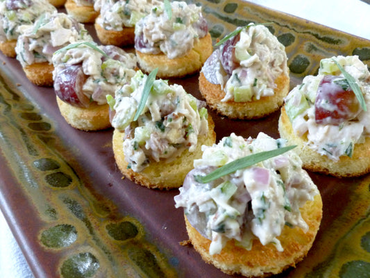 Tarragon Pecan Chicken Salad on Brioche Crostini