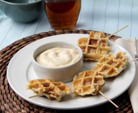 Crunchy Chicken Stuffed Waffles Pops & Maple Dijon Dip