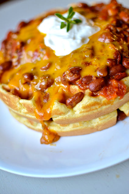 Chili Cheese Cornbread Waffles