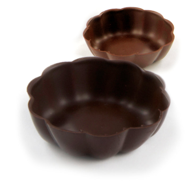 Belgium Creamy Milk or Dark Chocolate Dessert Shell Bowls – Edible, Fillable - includes 12