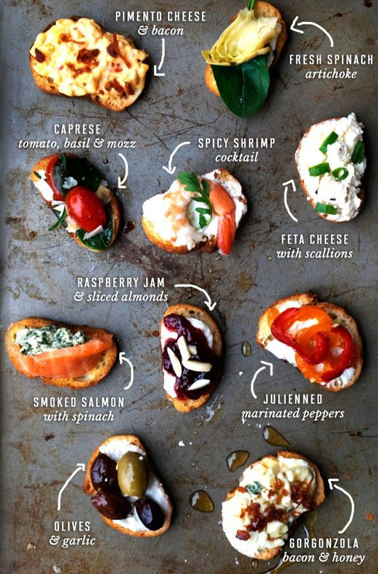 Two Bite Crostini Party Ideas w/ Recipes