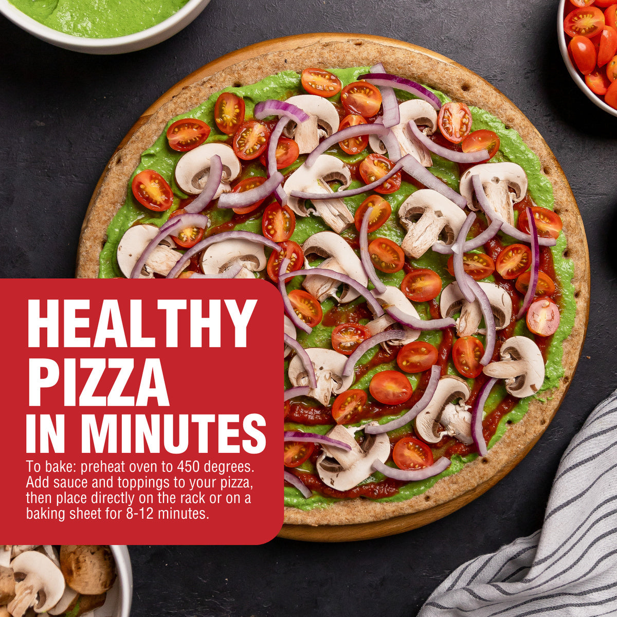 Stone Baked Organic Pizza Kit - Vegan, Non-GMO (5 Pack) by Plant Strong