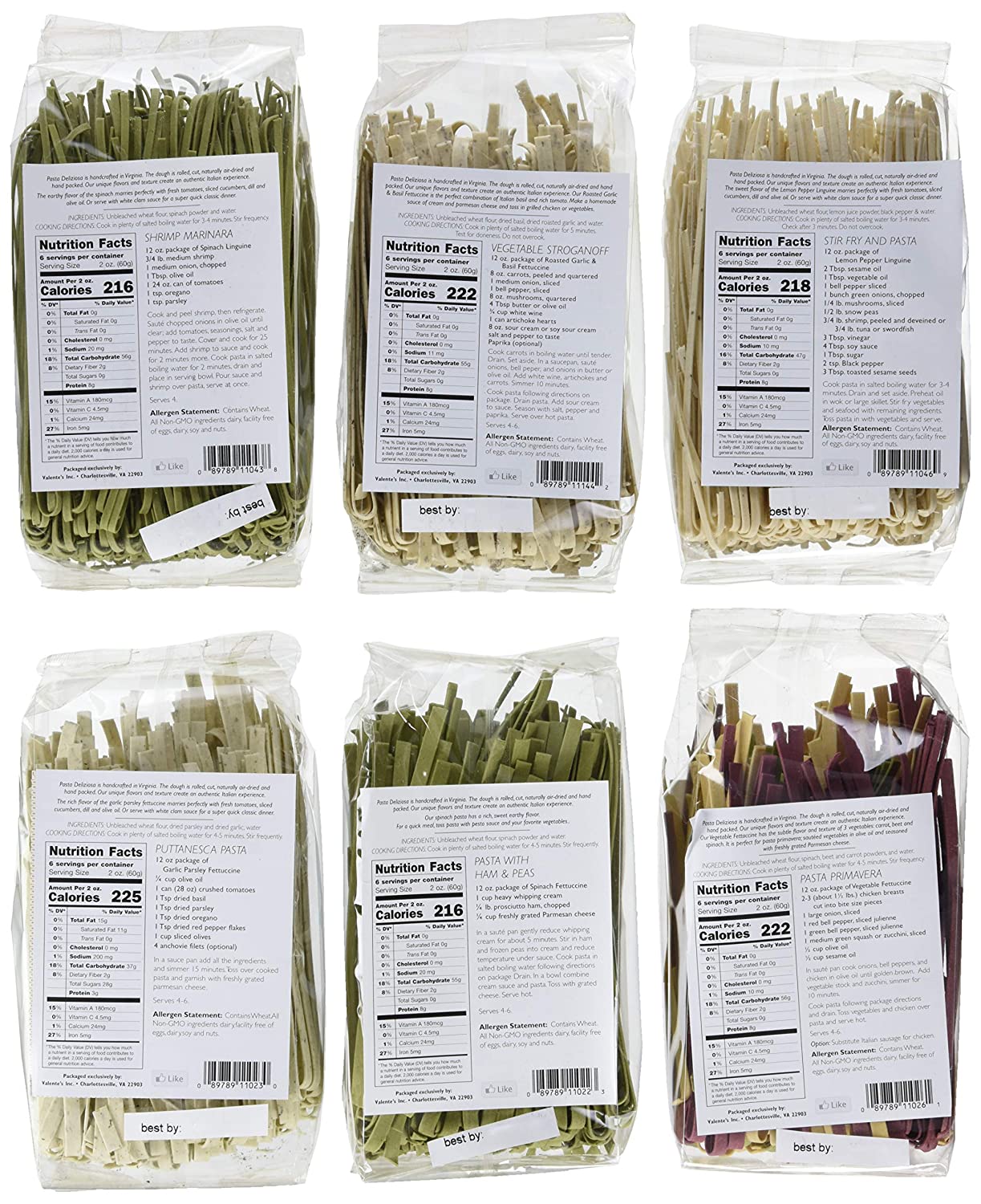 Pasta Deliziosa Handcrafted Pasta Variety Pack - includes 6