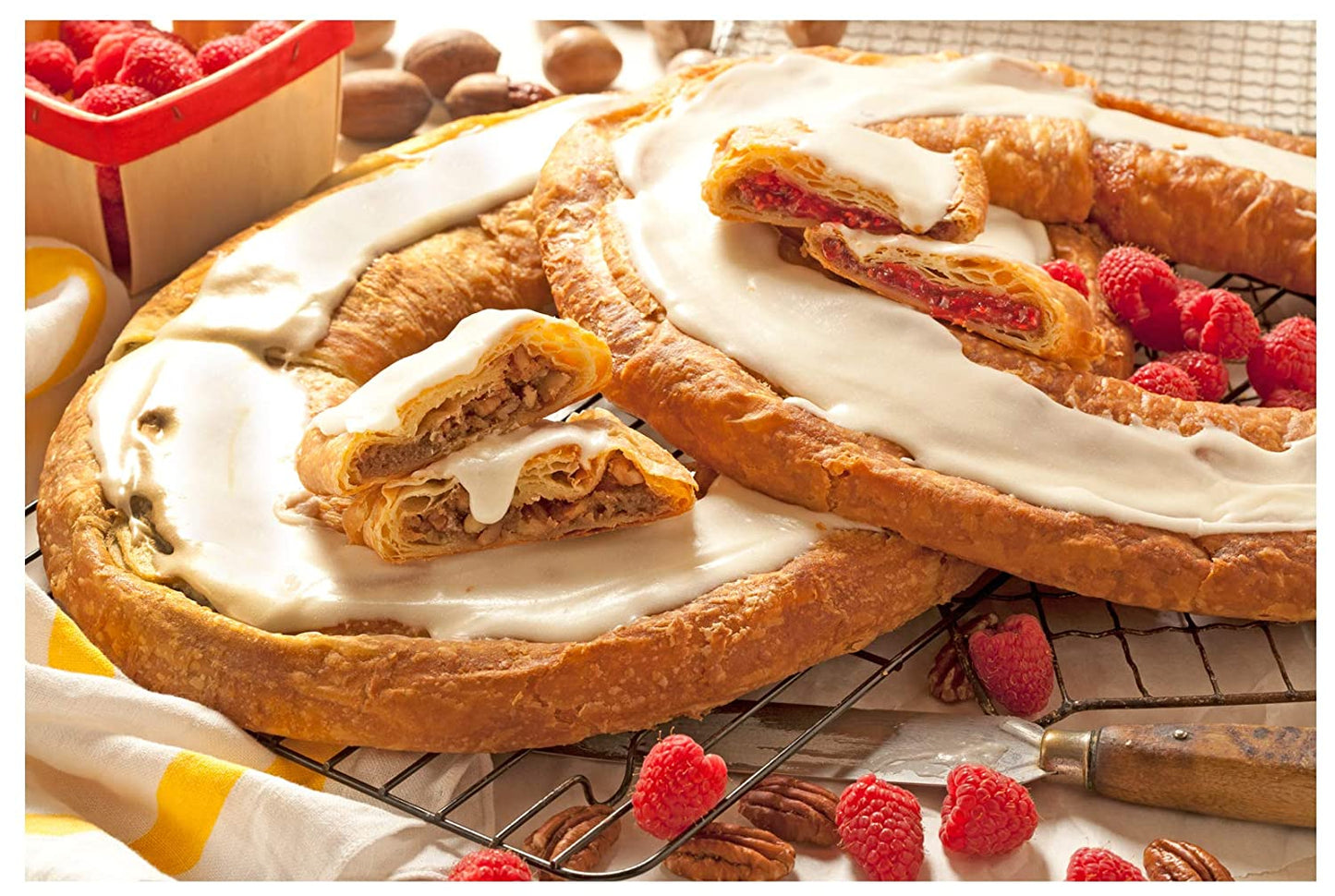 Holiday Danish Kringles - Pecan and Raspberry Kringle