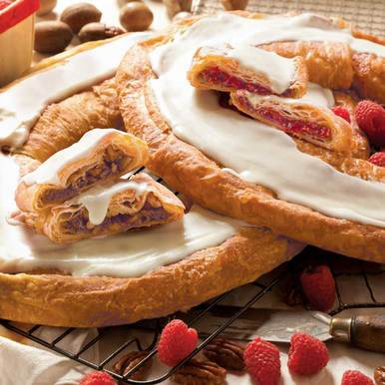 Holiday Danish Kringles - Pecan and Raspberry Kringle